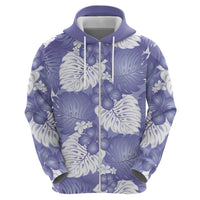 Purple Aloha Hawaii Zip Hoodie Monstera Hibiscus Plumeria Seamless Vibes LT14 - Polynesian Pride