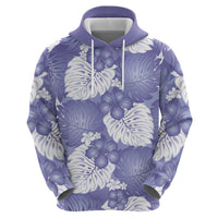 Purple Aloha Hawaii Zip Hoodie Monstera Hibiscus Plumeria Seamless Vibes LT14 - Polynesian Pride