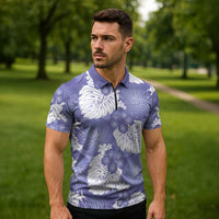 Purple Aloha Hawaii Zipper Polo Shirt Monstera Hibiscus Plumeria Seamless Vibes LT14 - Polynesian Pride