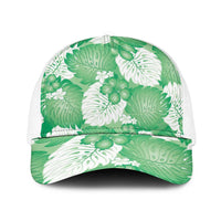 Green Aloha Hawaii Baseball Net Cap Monstera Hibiscus Plumeria Seamless Vibes - Polynesian Pride