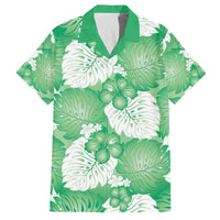 Green Aloha Hawaii Family Matching Off The Shoulder Long Sleeve Dress and Hawaiian Shirt Monstera Hibiscus Plumeria Seamless Vibes LT14 Dad's Shirt - Short Sleeve Green - Polynesian Pride