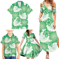 Green Aloha Hawaii Family Matching Summer Maxi Dress and Hawaiian Shirt Monstera Hibiscus Plumeria Seamless Vibes LT14 - Polynesian Pride