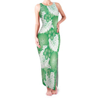 Green Aloha Hawaii Family Matching Tank Maxi Dress and Hawaiian Shirt Monstera Hibiscus Plumeria Seamless Vibes LT14 Mom's Dress Green - Polynesian Pride