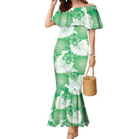 Green Aloha Hawaii Mermaid Dress Monstera Hibiscus Plumeria Seamless Vibes LT14 Women Green - Polynesian Pride