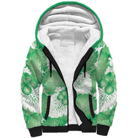 Green Aloha Hawaii Sherpa Hoodie Monstera Hibiscus Plumeria Seamless Vibes LT14 Unisex Green - Polynesian Pride