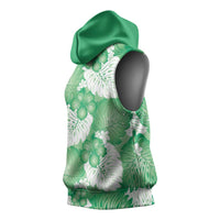 Green Aloha Hawaii Sleeveless Hoodie Monstera Hibiscus Plumeria Seamless Vibes LT14 - Polynesian Pride
