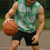 Green Aloha Hawaii Sleeveless Hoodie Monstera Hibiscus Plumeria Seamless Vibes LT14 - Polynesian Pride