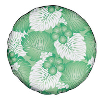 Green Aloha Hawaii Spare Tire Cover Monstera Hibiscus Plumeria Seamless Vibes LT14 - Polynesian Pride