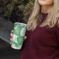 Green Aloha Hawaii Tumbler Cup Monstera Hibiscus Plumeria Seamless Vibes - Polynesian Pride