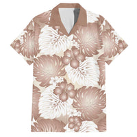 Mocha Mousse Aloha Hawaii Family Matching Off The Shoulder Long Sleeve Dress and Hawaiian Shirt Monstera Hibiscus Plumeria Seamless Vibes LT14 Dad's Shirt - Short Sleeve Mocha Mousse - Polynesian Pride