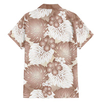 Mocha Mousse Aloha Hawaii Family Matching Off The Shoulder Long Sleeve Dress and Hawaiian Shirt Monstera Hibiscus Plumeria Seamless Vibes LT14 - Polynesian Pride