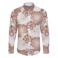 Mocha Mousse Aloha Hawaii Family Matching Puletasi and Hawaiian Shirt Monstera Hibiscus Plumeria Seamless Vibes LT14 Dad's Shirt - Long Sleeve Mocha Mousse - Polynesian Pride