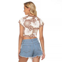 Mocha Mousse Aloha Hawaii Raglan Cropped T Shirt Monstera Hibiscus Plumeria Seamless Vibes - Polynesian Pride