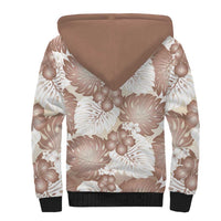 Mocha Mousse Aloha Hawaii Sherpa Hoodie Monstera Hibiscus Plumeria Seamless Vibes LT14 - Polynesian Pride