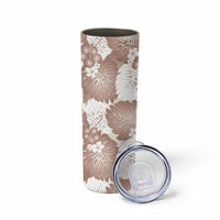 Mocha Mousse Aloha Hawaii Skinny Tumbler Monstera Hibiscus Plumeria Seamless Vibes LT14 - Polynesian Pride