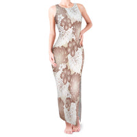 Mocha Mousse Aloha Hawaii Tank Maxi Dress Monstera Hibiscus Plumeria Seamless Vibes - Polynesian Pride