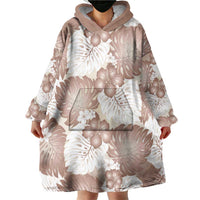 Mocha Mousse Aloha Hawaii Wearable Blanket Hoodie Monstera Hibiscus Plumeria Seamless Vibes LT14 - Polynesian Pride