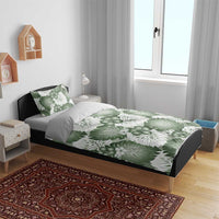 Sage Green Aloha Hawaii Bedding Set Monstera Hibiscus Plumeria Seamless Vibes - Polynesian Pride