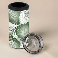 Sage Green Aloha Hawaii 4 in 1 Can Cooler Tumbler Monstera Hibiscus Plumeria Seamless Vibes LT14 - Polynesian Pride