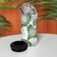 Sage Green Aloha Hawaii 4 in 1 Can Cooler Tumbler Monstera Hibiscus Plumeria Seamless Vibes LT14 - Polynesian Pride