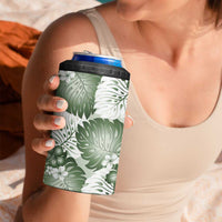 Sage Green Aloha Hawaii 4 in 1 Can Cooler Tumbler Monstera Hibiscus Plumeria Seamless Vibes LT14 - Polynesian Pride