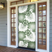 Sage Green Aloha Hawaii Door Cover Monstera Hibiscus Plumeria Seamless Vibes LT14 - Polynesian Pride