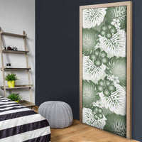 Sage Green Aloha Hawaii Door Cover Monstera Hibiscus Plumeria Seamless Vibes LT14 - Polynesian Pride