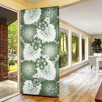 Sage Green Aloha Hawaii Door Cover Monstera Hibiscus Plumeria Seamless Vibes LT14 - Polynesian Pride