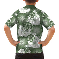 Sage Green Aloha Hawaii Family Matching Off The Shoulder Long Sleeve Dress and Hawaiian Shirt Monstera Hibiscus Plumeria Seamless Vibes LT14 - Polynesian Pride