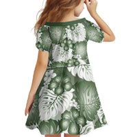 Sage Green Aloha Hawaii Family Matching Off The Shoulder Long Sleeve Dress and Hawaiian Shirt Monstera Hibiscus Plumeria Seamless Vibes LT14 - Polynesian Pride