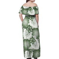 Sage Green Aloha Hawaii Family Matching Off Shoulder Maxi Dress and Hawaiian Shirt Monstera Hibiscus Plumeria Seamless Vibes LT14 - Polynesian Pride