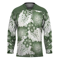 Sage Green Aloha Hawaii Hockey Jersey Monstera Hibiscus Plumeria Seamless Vibes LT14 Unisex Sage Green - Polynesian Pride