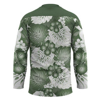Sage Green Aloha Hawaii Hockey Jersey Monstera Hibiscus Plumeria Seamless Vibes LT14 - Polynesian Pride