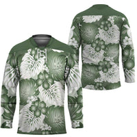 Sage Green Aloha Hawaii Hockey Jersey Monstera Hibiscus Plumeria Seamless Vibes LT14 - Polynesian Pride