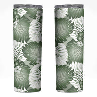 Sage Green Aloha Hawaii Skinny Tumbler Monstera Hibiscus Plumeria Seamless Vibes LT14 Sage Green - Polynesian Pride