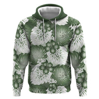 Sage Green Aloha Hawaii Zip Hoodie Monstera Hibiscus Plumeria Seamless Vibes LT14 Pullover Hoodie Sage Green - Polynesian Pride