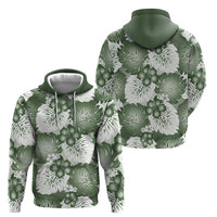 Sage Green Aloha Hawaii Zip Hoodie Monstera Hibiscus Plumeria Seamless Vibes LT14 - Polynesian Pride