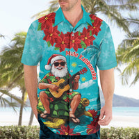 Hawaii Christmas Hawaiian Shirt Mele Kalikimaka Poinsettia Lei - Cyan LT14 - Polynesian Pride