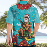 Hawaii Christmas Hawaiian Shirt Mele Kalikimaka Poinsettia Lei - Cyan LT14 - Polynesian Pride