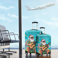Hawaii Christmas Luggage Cover Mele Kalikimaka Poinsettia Lei - Cyan LT14 - Polynesian Pride