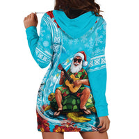 Hawaii Christmas Hoodie Dress Mele Kalikimaka Poinsettia Lei Polynesian - Blue LT14 - Polynesian Pride