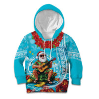 Hawaii Christmas Kid Hoodie Mele Kalikimaka Poinsettia Lei Polynesian - Blue LT14 Hoodie Blue - Polynesian Pride