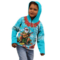 Hawaii Christmas Kid Hoodie Mele Kalikimaka Poinsettia Lei Polynesian - Blue LT14 - Polynesian Pride