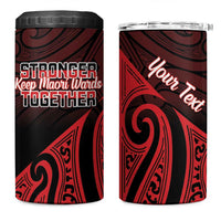 Personalised Keep Maori Wards New Zealand 4 in 1 Can Cooler Tumbler Stronger Together Aotearoa Taniko LT14 One Size: 16 oz Black - Polynesian Pride