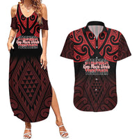 Personalised Keep Maori Wards New Zealand Couples Matching Summer Maxi Dress and Hawaiian Shirt Stronger Together Aotearoa Taniko LT14 Black - Polynesian Pride