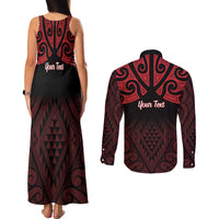 Personalised Keep Maori Wards New Zealand Couples Matching Tank Maxi Dress and Long Sleeve Button Shirt Stronger Together Aotearoa Taniko LT14 - Polynesian Pride