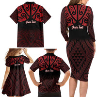 Personalised Keep Maori Wards New Zealand Family Matching Long Sleeve Bodycon Dress and Hawaiian Shirt Stronger Together Aotearoa Taniko LT14 - Polynesian Pride