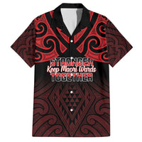 Personalised Keep Maori Wards New Zealand Family Matching Long Sleeve Bodycon Dress and Hawaiian Shirt Stronger Together Aotearoa Taniko LT14 Dad's Shirt - Short Sleeve Black - Polynesian Pride