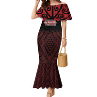 Personalised Keep Maori Wards New Zealand Mermaid Dress Stronger Together Aotearoa Taniko LT14 Women Black - Polynesian Pride