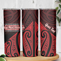 Personalised Keep Maori Wards New Zealand Skinny Tumbler Stronger Together Aotearoa Taniko LT14 - Polynesian Pride